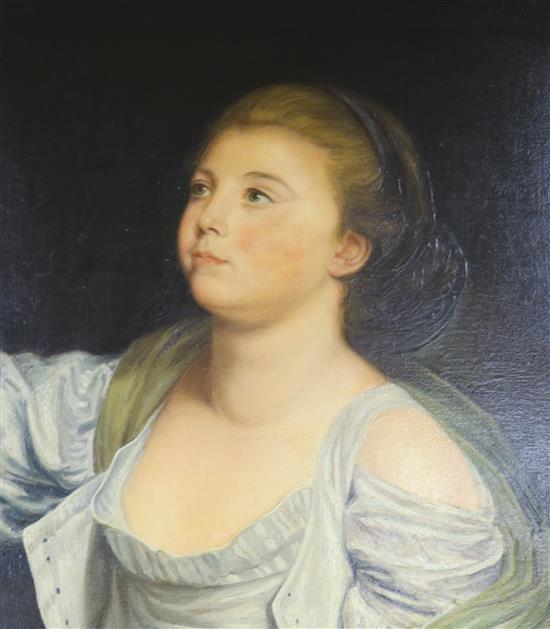 After Jean-Baptiste Greuze (1725-1805) Portrait of a young girl 52 x 45cm